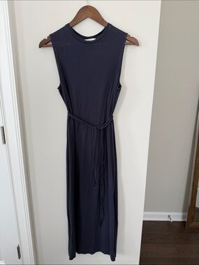 Vince Sleeveless Dark Navy Maxi Dress with Self-Tie
